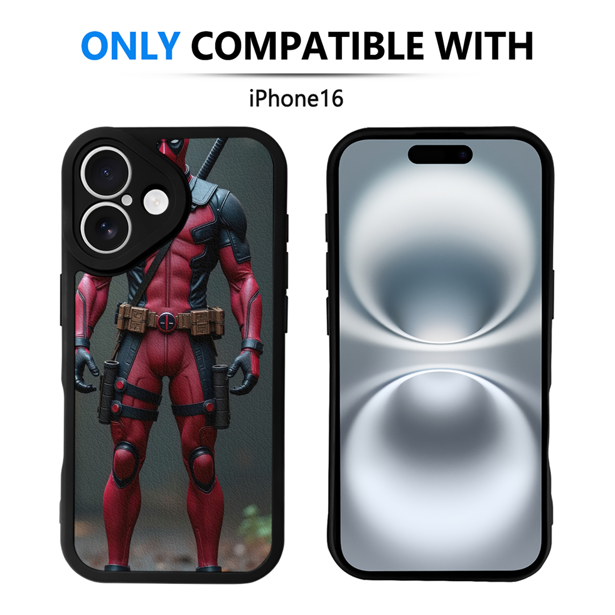 （画像用） Deadpool デッドプール 【iPhone 16シリーズ対応】シリコンスマホケース（レザー調） 材質：シリコン
